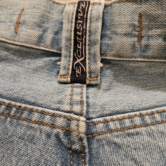 Vintage Y2K Jeans 32 Mid Rise Blue Pocket Medium Light Wash Cotton Straight Leg - Picture 7 of 12